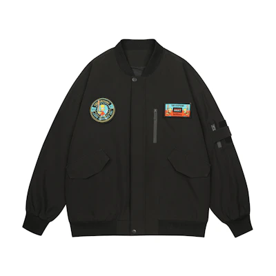 The Simpsons Cartoon Logo Patch Casual Loose Fit Bomber Jacket Unisex SPCJK231F14UA