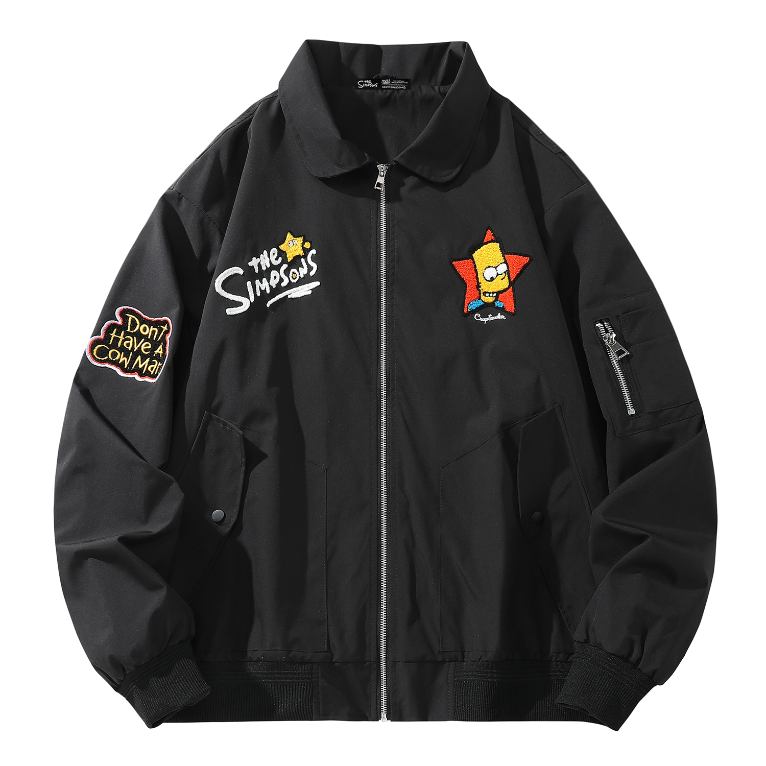 The Simpsons Star Logo Embroidered Casual Pilot Jacket Unisex SPCJK231F08UA