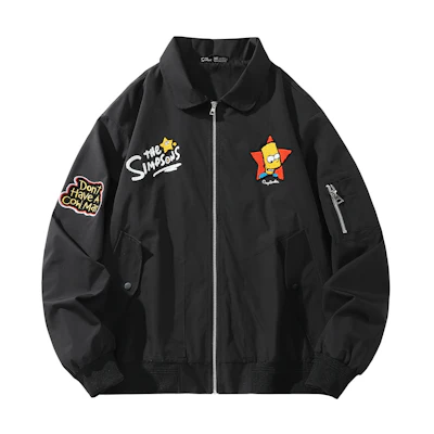 The Simpsons Star Logo Embroidered Casual Pilot Jacket Unisex SPCJK231F08UA