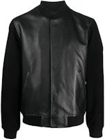 Theory Black Leather Paneled Aviator Jacket M1070402001 Theory Black Leather Paneled Aviator Jacket M1070402001