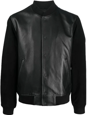 Theory Black Leather Paneled Aviator Jacket M1070402001 Buy Theory Black Leather Paneled Aviator Jacket M1070402001