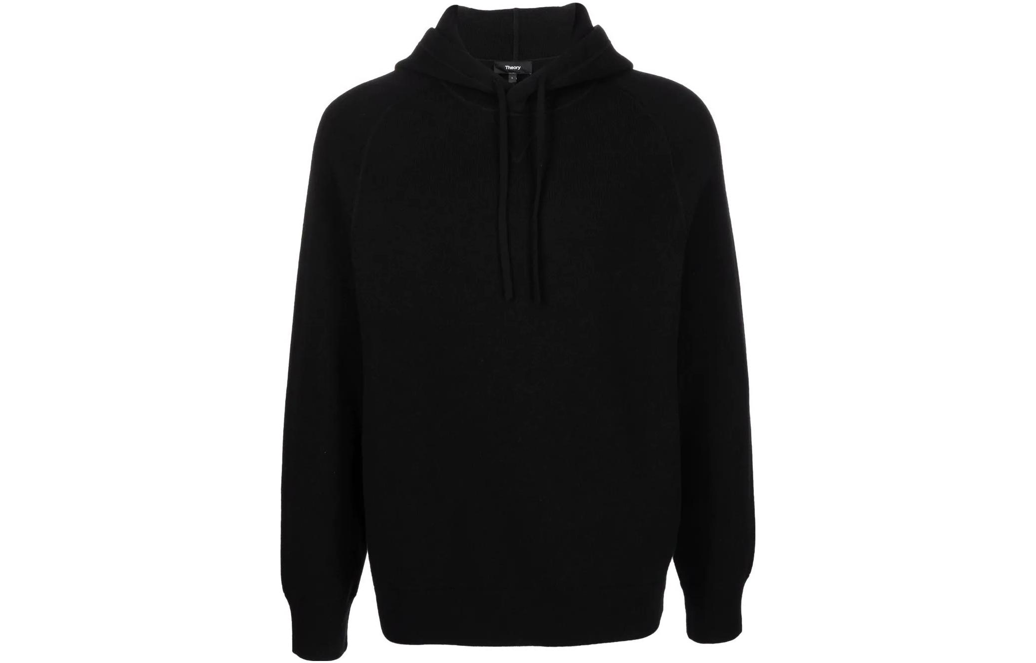 Theory Black Solid Color Drawstring Hoodie L0981710-BLACK