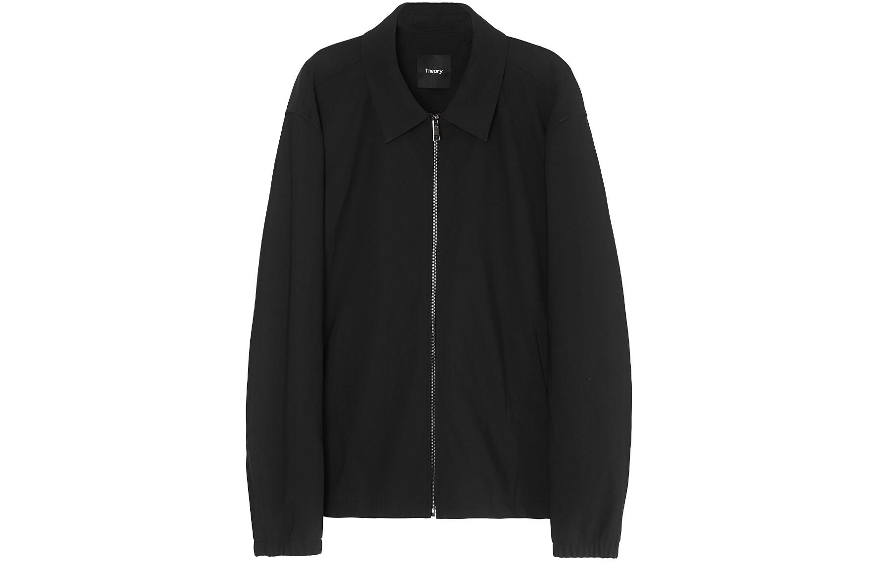 Theory Black Solid Color Zip-Up Loose-Fit Long Sleeve Jacket N0197408-001