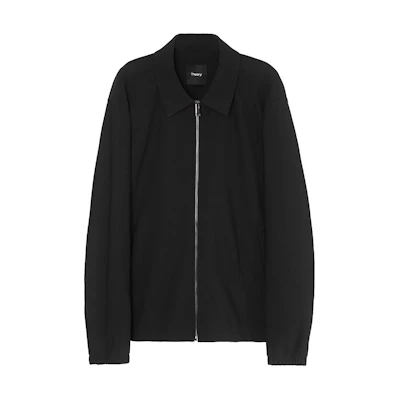 Theory Black Solid Color Zip-Up Loose-Fit Long Sleeve Jacket N0197408-001