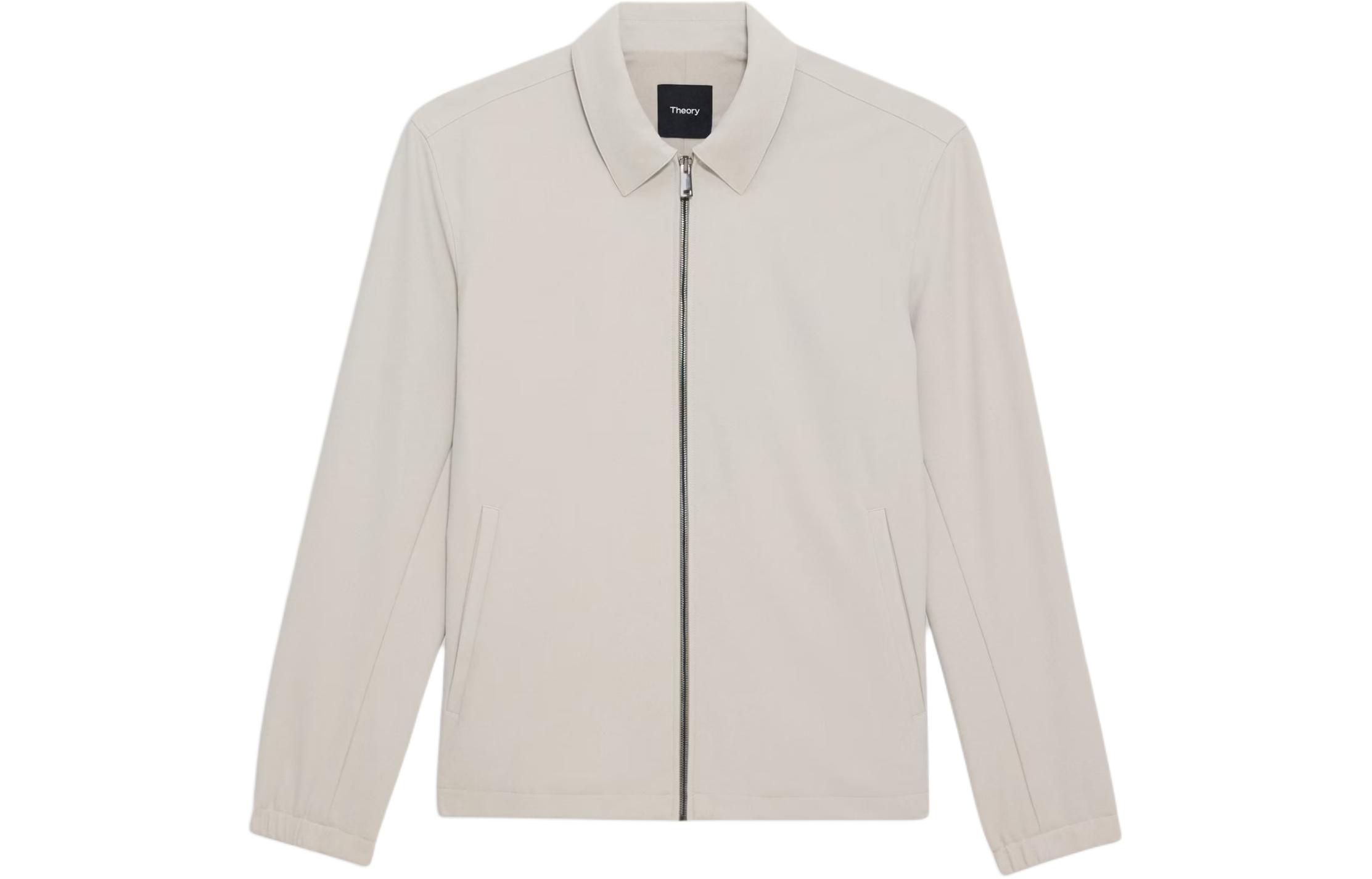 Theory Brody Precision Ponte Gray Zip-Up Jacket with Collar N0197408-B1J