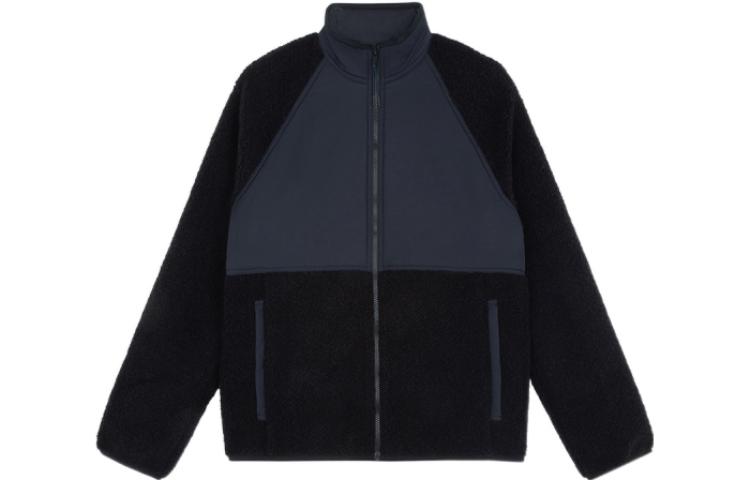 Theory Color-Block Thick Stand Collar Jacket - Black L089406R-001
