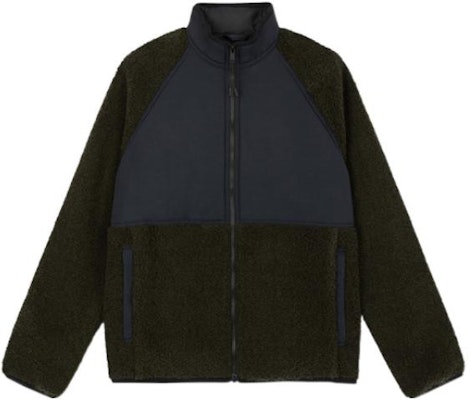 Theory Colorblock Stand Collar Sweatshirt Jacket Dark Green Mix L089406R-FKN Buy Theory Colorblock Stand Collar Sweatshirt Jacket Dark Green Mix L089406R-FKN