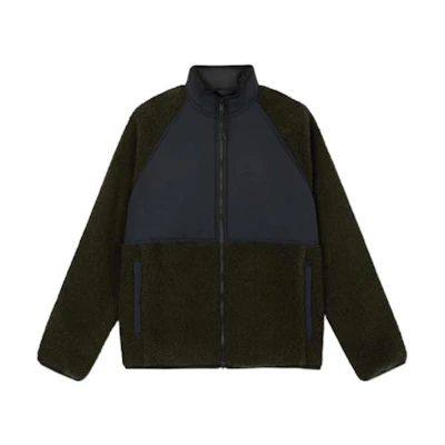 Theory Colorblock Stand Collar Sweatshirt Jacket Dark Green Mix L089406R-FKN