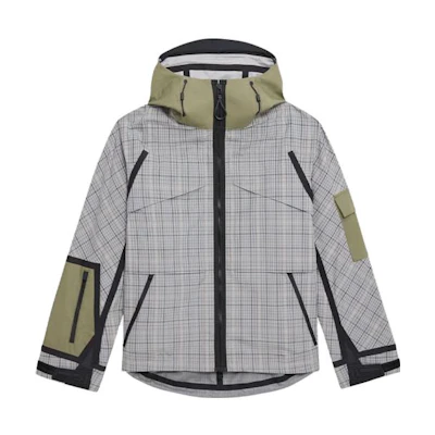 Theory Designer Collaboration Gray Purple Plaid Hooded Jacket N034402O