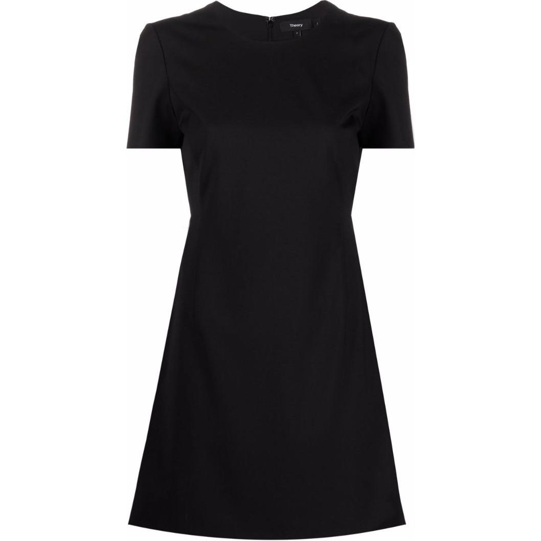 THEORY FW21 Black T-Shirt Style A-Line Dress Short Sleeve H0101632-001