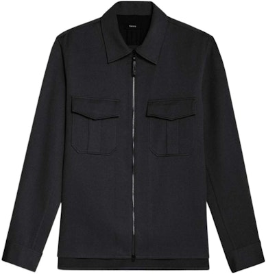 Theory FW22 Black Solid Color Zip-Up Twill Jacket M074502O001-BLK Buy Theory FW22 Black Solid Color Zip-Up Twill Jacket M074502O001-BLK