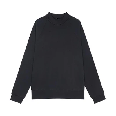 Theory FW22 Black Solid Half-Turtleneck Pullover Sweatshirt Casual L1194507-001