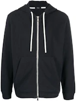 Theory FW22 Black Solid Zip Hoodie with Drawstrings M0594504 Theory FW22 Black Solid Zip Hoodie with Drawstrings M0594504