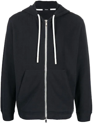 Theory FW22 Black Solid Zip Hoodie with Drawstrings M0594504 Buy Theory FW22 Black Solid Zip Hoodie with Drawstrings M0594504