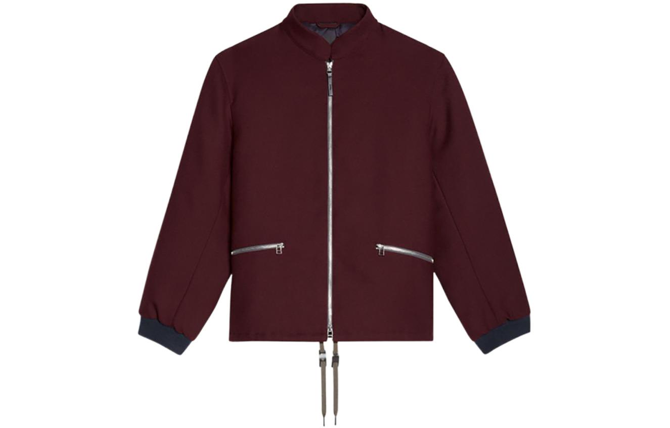 Theory FW22 Burgundy Solid Color Casual Bomber Jacket M071401O-H0V
