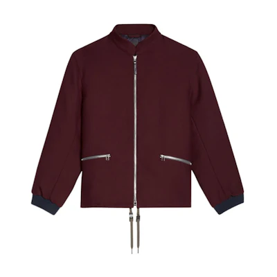 Theory FW22 Burgundy Solid Color Casual Bomber Jacket M071401O-H0V