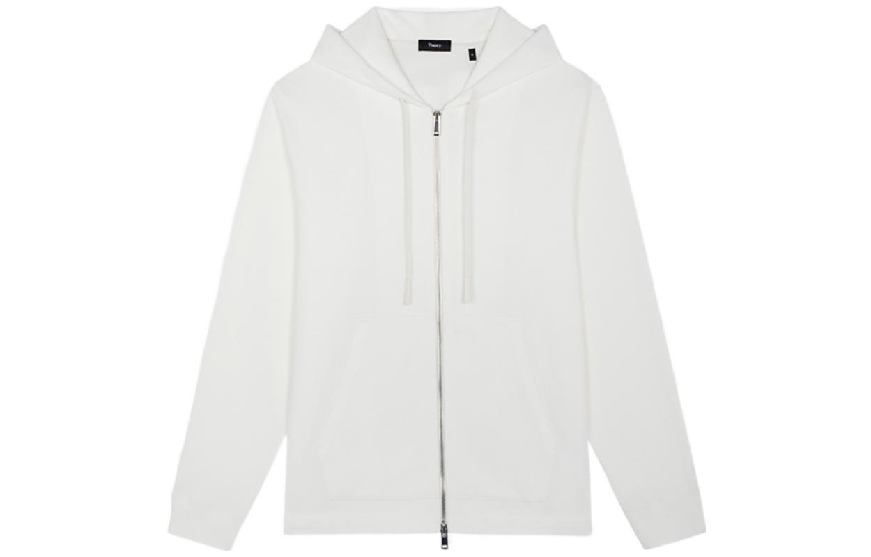 Theory FW22 Ivory Cotton Zip-Up Hoodie Sweatshirt M0594504-C05