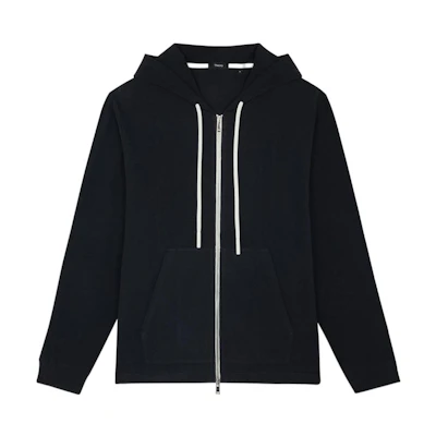 Theory FW22 Solid Color Casual Zip-Up Sweatshirt Navy Blue M0594504-XHX