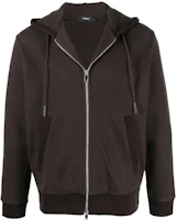 Theory FW22 Solid Color Zip-Up Hoodie Jacket - Dark Brown L1094505 Theory FW22 Solid Color Zip-Up Hoodie Jacket - Dark Brown L1094505