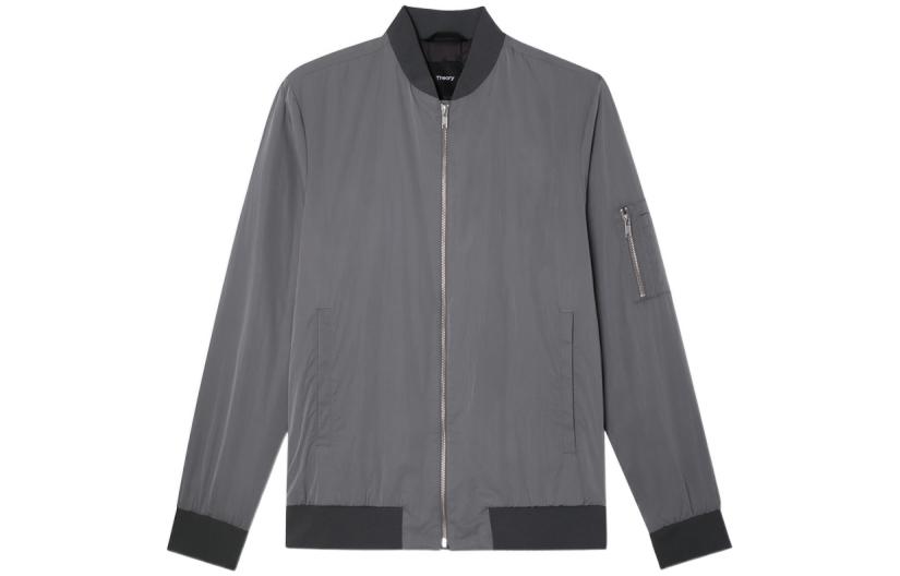 Theory FW22 Solid Color Zip-Up Jacket Gray L095416R-YNI