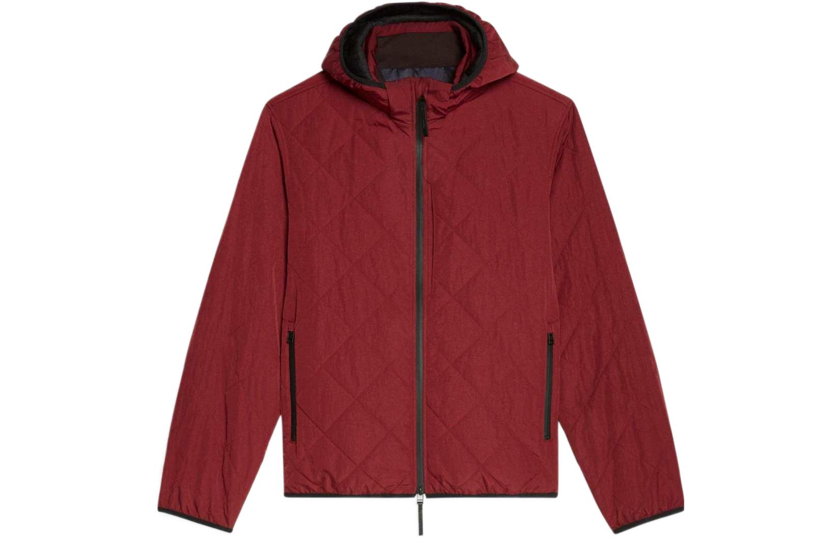 Theory FW22 Solid Red Zip Pocket Hoodie Jacket for Men M077408ON0M-CRNB