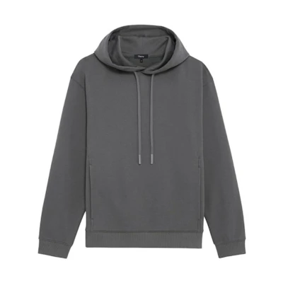 Theory Gray Cotton Blend Long-Sleeve Hooded Pullover Hoodie M0994501-APW