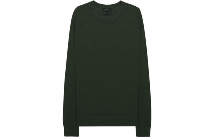 Theory Green Solid Crewneck Pullover Sweatshirt Long Sleeve N0186703-F5J