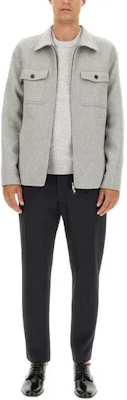 Theory Grey Solid Color Zip Jacket with Pockets and Collar N0871423-YDO Buy Theory Grey Solid Color Zip Jacket with Pockets and Collar N0871423-YDO