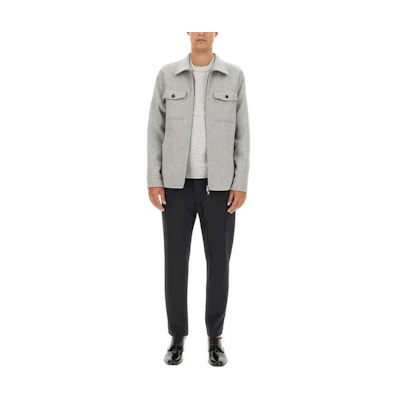 Theory Grey Solid Color Zip Jacket with Pockets and Collar N0871423-YDO