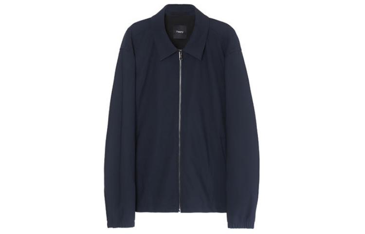 Theory Navy Blue Solid Color Zip-Up Long Sleeve Jacket N0197408-XHX