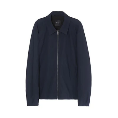 Theory Navy Blue Solid Color Zip-Up Long Sleeve Jacket N0197408-XHX
