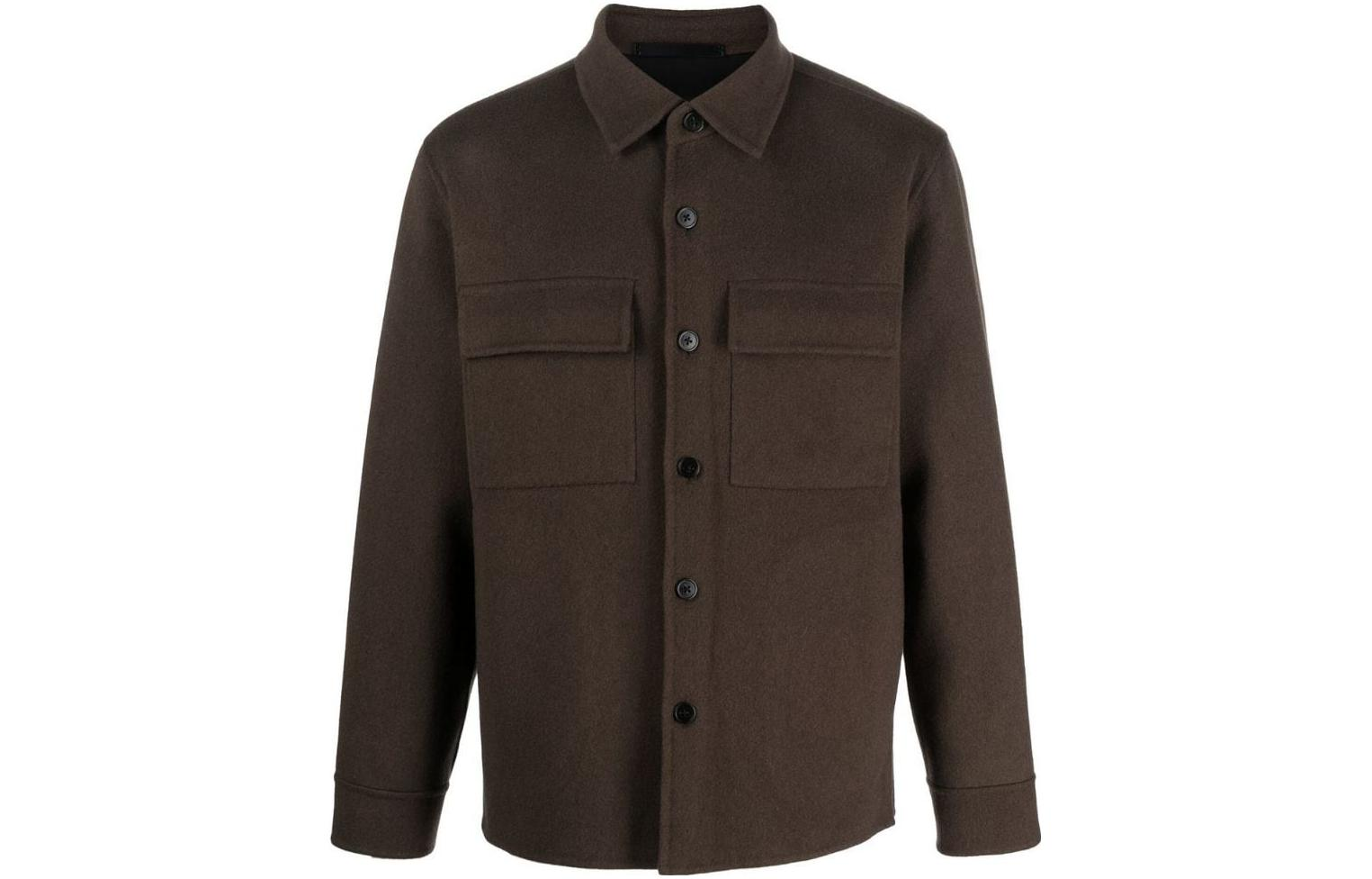 Theory Olive Green Pocket Button-Up Shirt Jacket M08714070V0O-LIVE