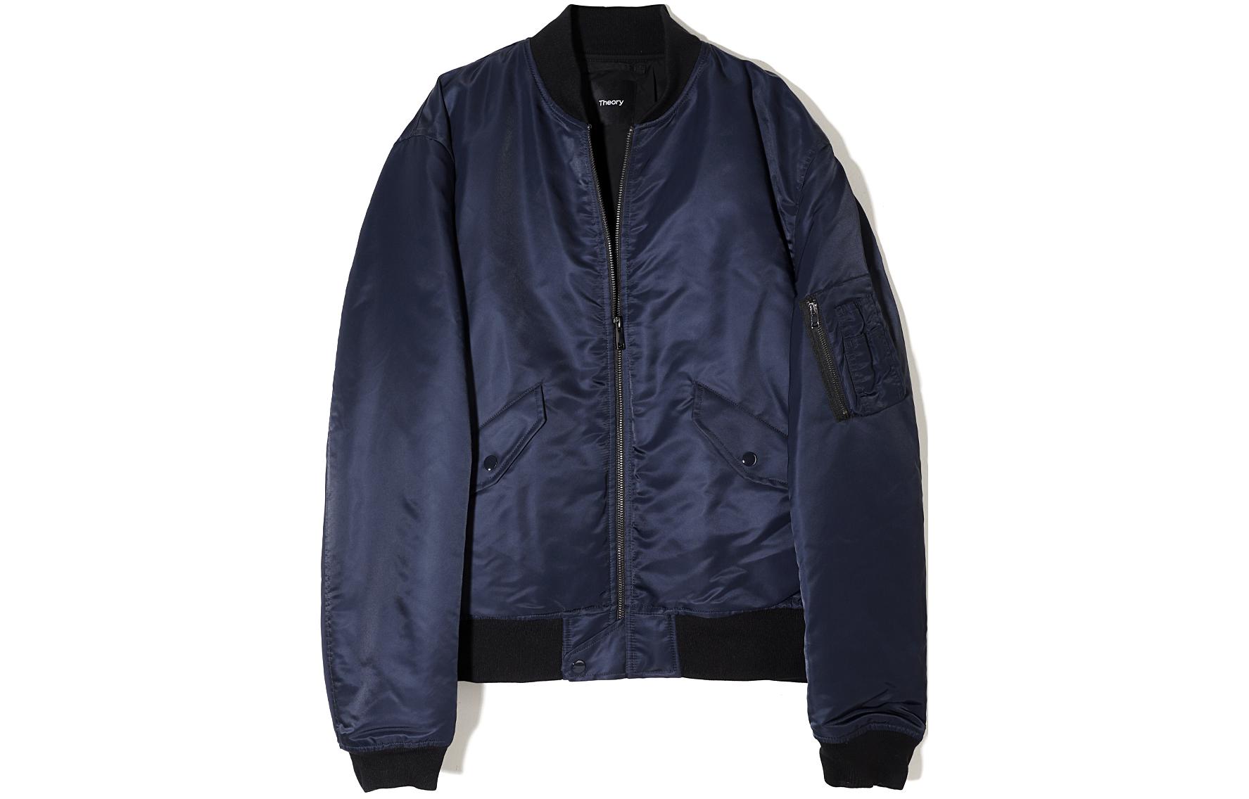Theory Oversized Stand Collar Navy Jacket with Zippered Sleeves N0877402-XHX