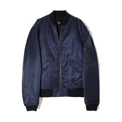 Theory Oversized Stand Collar Navy Jacket with Zippered Sleeves N0877402-XHX