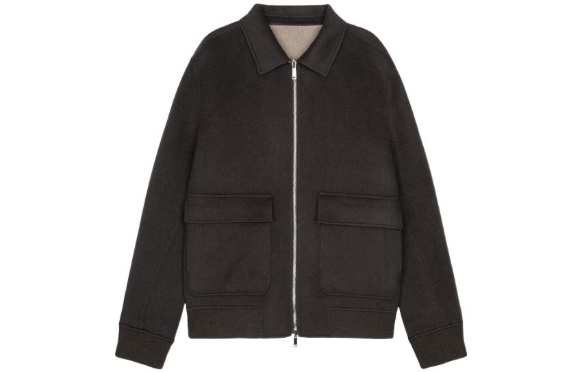 Theory Reversible Solid Zip-Up Jacket Deep Brown Long Sleeve Outerwear K0878411-ZEI