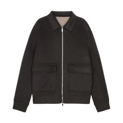 Theory Reversible Solid Zip-Up Jacket Deep Brown Long Sleeve Outerwear K0878411-ZEI