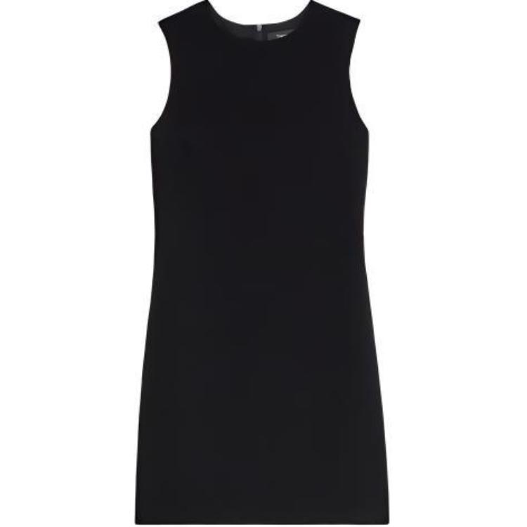 THEORY Sleeveless Black Crew Neck Dress Plain Design J1109608-001