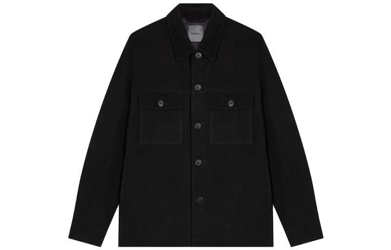 Theory Solid Black Single-Breasted Collar Jacket N0970402