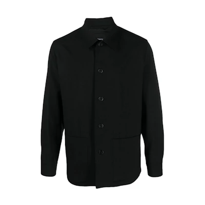 Theory Solid Black Single-Breasted Shirt Jacket M0871410-001