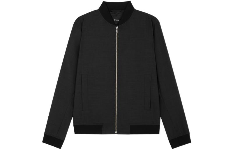 Theory Solid Color Baseball Collar Zip Jacket - Charcoal Grey L071421R-A00