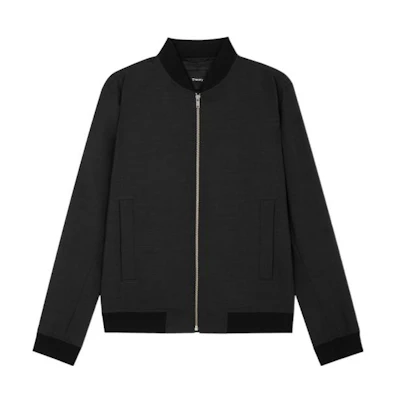 Theory Solid Color Baseball Collar Zip Jacket - Charcoal Grey L071421R-A00