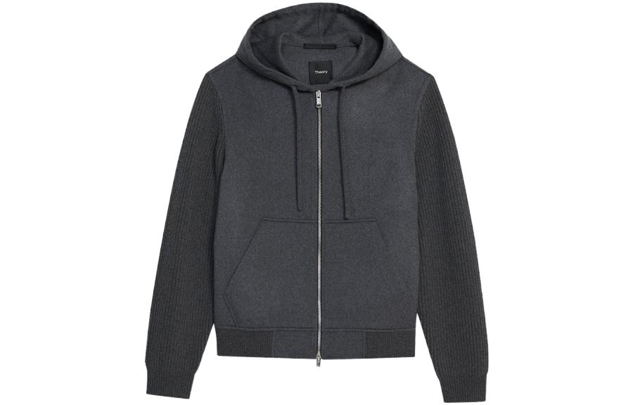 Theory Solid Color Cashmere Hooded Jacket L1071406