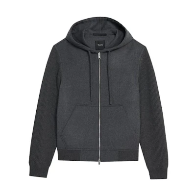Theory Solid Color Cashmere Hooded Jacket L1071406