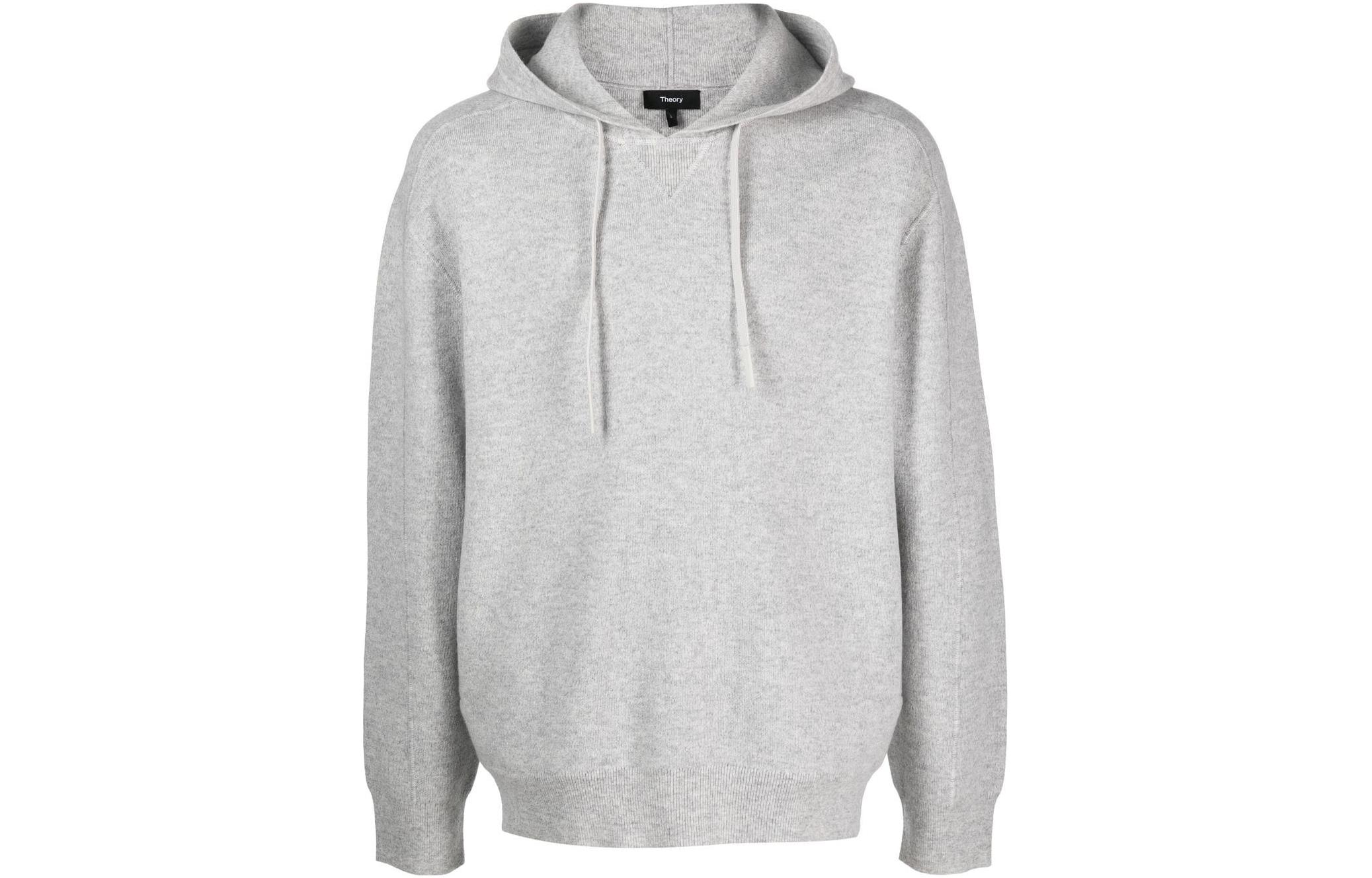 Theory Solid Color Gray Hoodie Long-Sleeve Pullover M0881736BUY