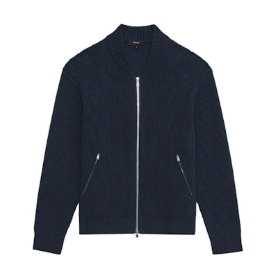 Theory Solid Color Half-Turtleneck Knit Cardigan Jacket - Navy Blue N1184703