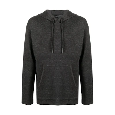 Theory Solid Color Knit Drawstring Hoodie Black M0483703001