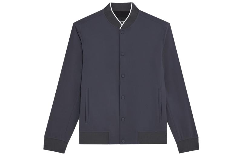 Theory Solid Color Single-Breasted Bomber Jacket Rock Gray M0197422-Y2Y