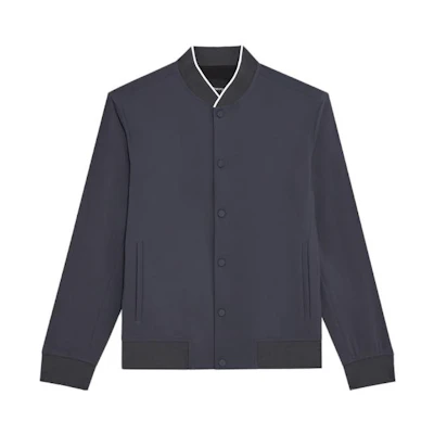 Theory Solid Color Single-Breasted Bomber Jacket Rock Gray M0197422-Y2Y