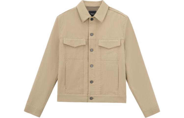 Theory Solid Color Single-Breasted Workwear Jacket Brown M0274406-3-E0L