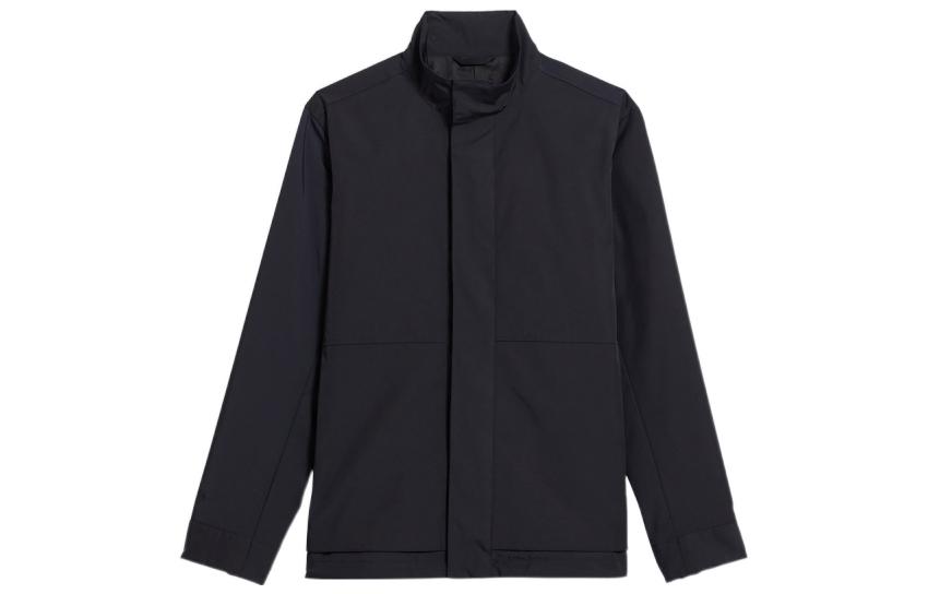 Theory Solid Color Stand Collar Zip Jacket - Black L0775401-G2V